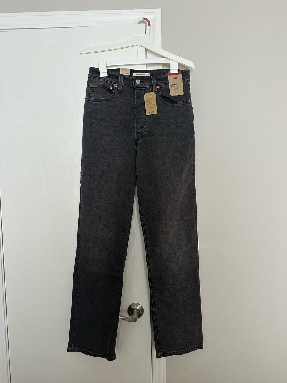 Levi's Women's Ribcage Straight Full Length Jeans Black Size 30